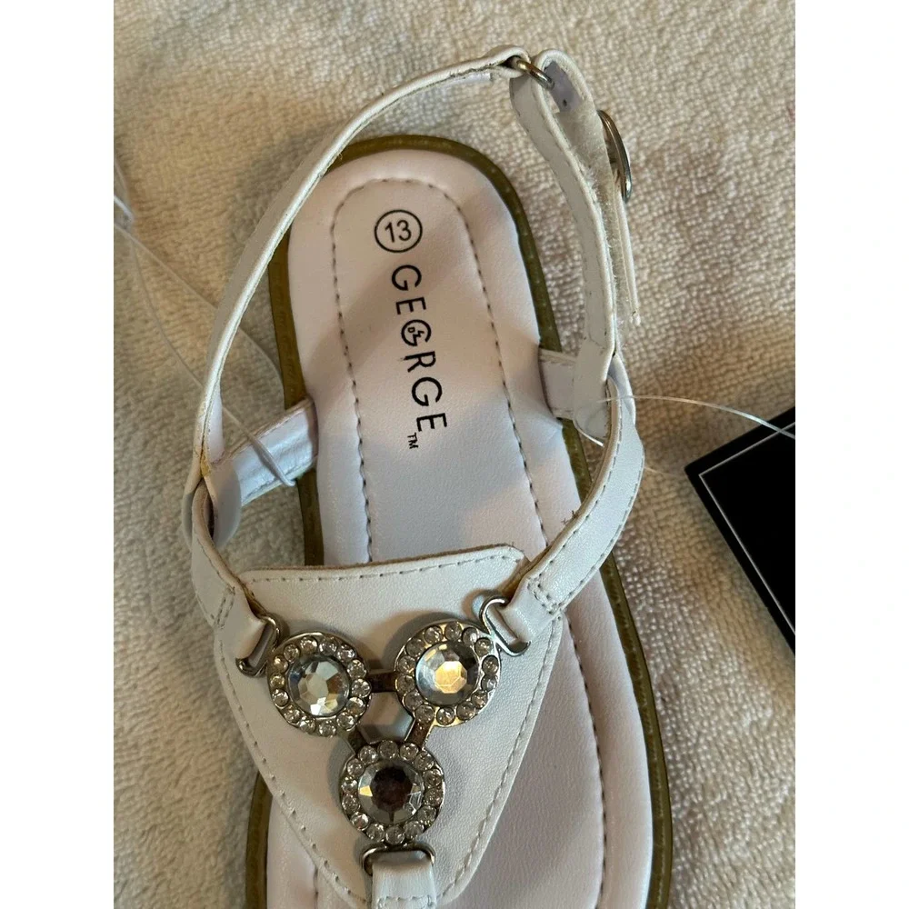 NWT, George Girl's Size 13 White Sandal